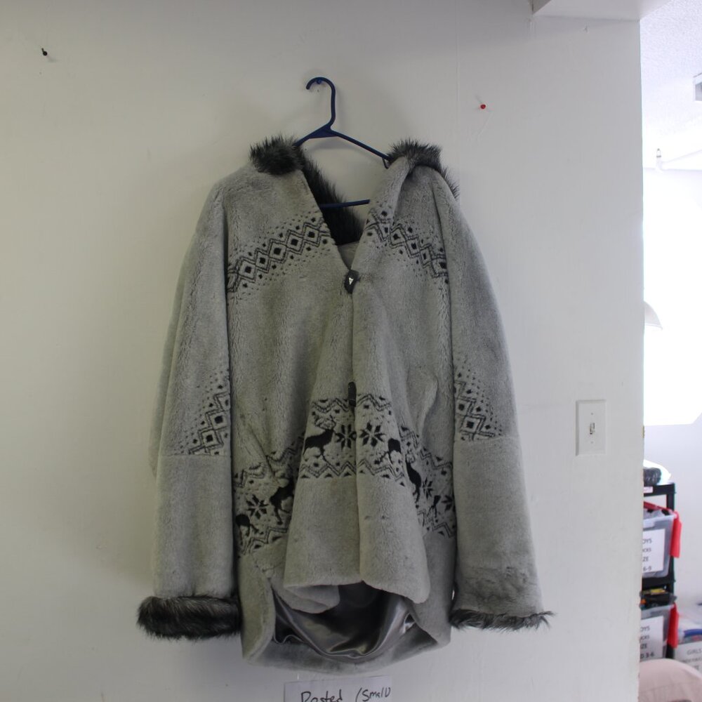 Monterey womens faux fur coat with deer